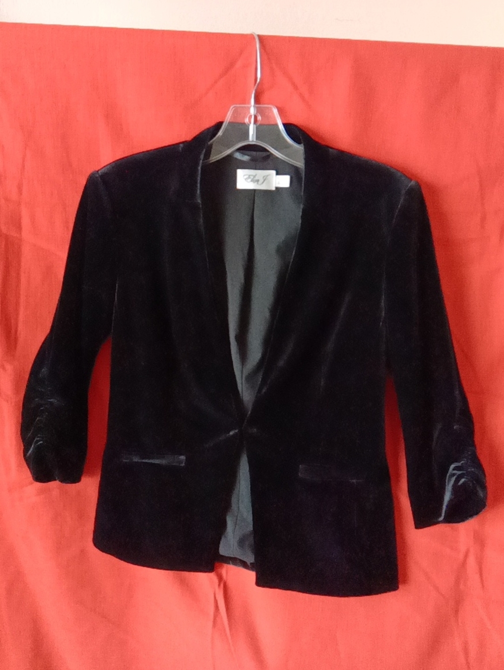 Eliza J Black Velvet Open-Front Blazer